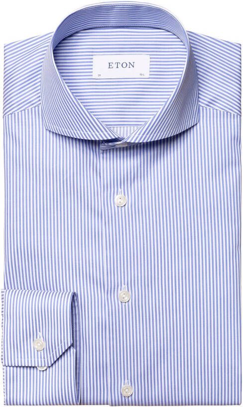 Eton business overhemd slim fit lichtblauw gestreept katoen