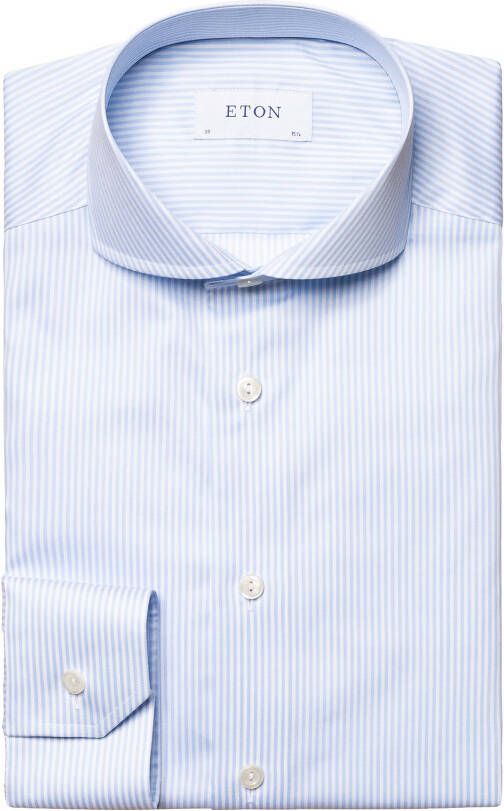 Eton zakelijk overhemd 100% katoen slim fit lichtblauw gestreept