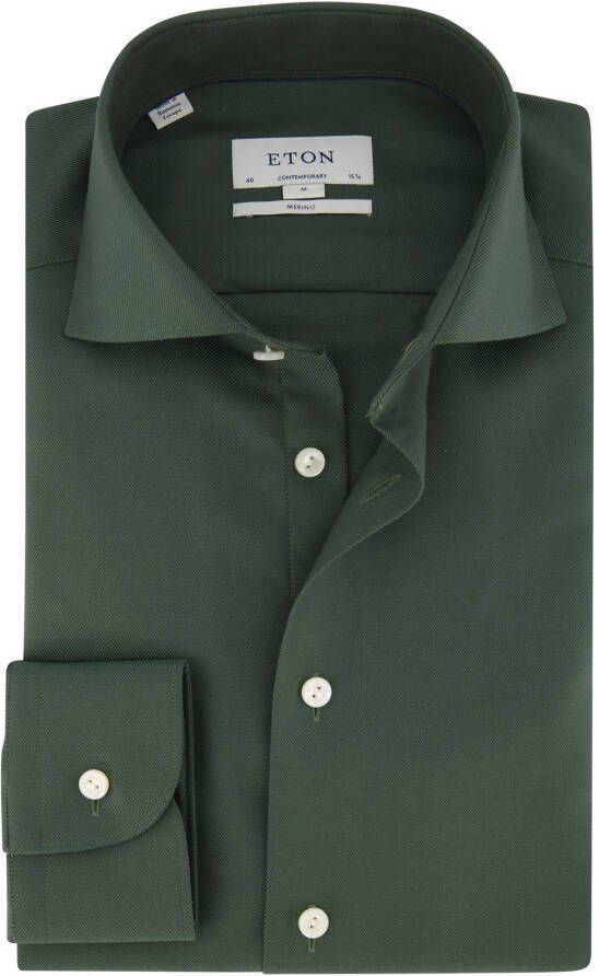Eton casual overhemd normale fit groen effen