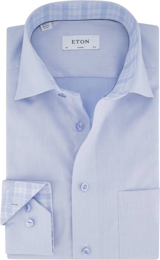 Eton Classic fit overhemd lichtblauw effen katoen