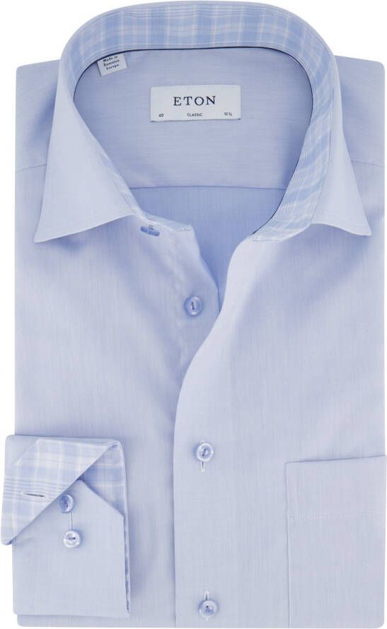 Eton Classic fit overhemd lichtblauw effen katoen