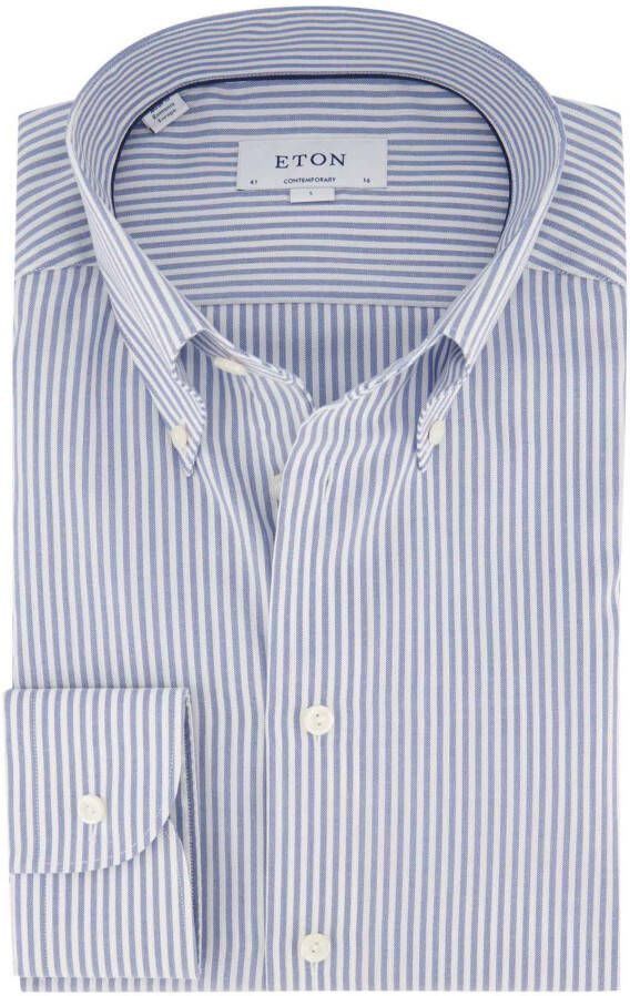 Eton business overhemd Contemporary Fit normale fit blauw gestreept katoen
