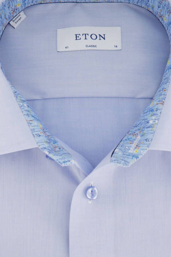 Eton Overhemd Classic Fit lichtblauw borstzak