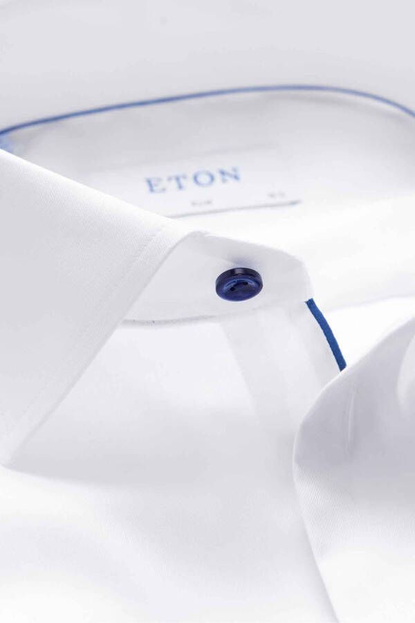 Eton Overhemd Slim Fit wit met navy details