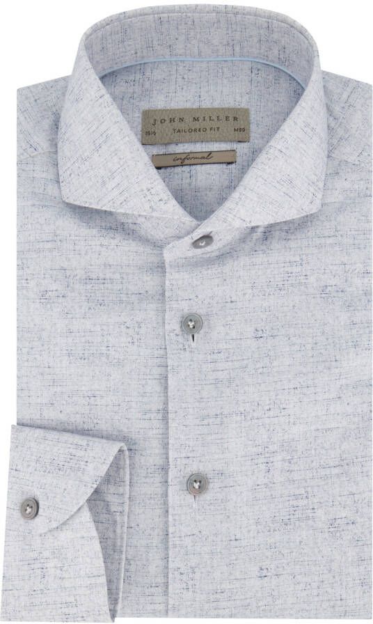 John Miller business overhemd normale fit blauw geprint katoen - Foto 2