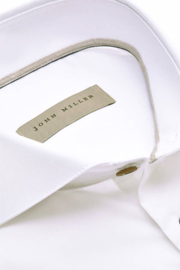 John Miller zakelijk overhemd mouwlengte 7 slim fit wit effen katoen