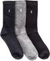 Ralph Lauren Assorti Crew Sock 3-Pack Navy Charcoal Black Multicolor Heren - Thumbnail 3