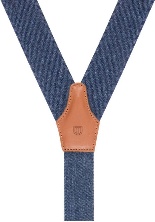 Profuomo bretels jeans blauw melange