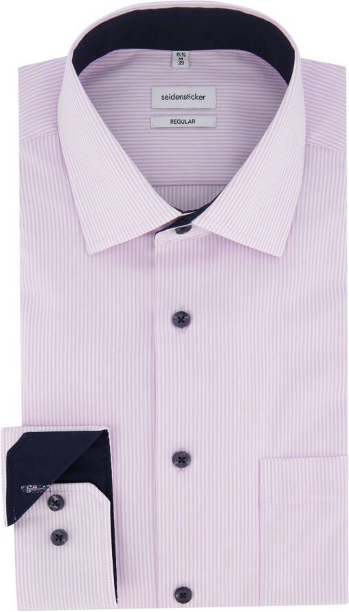 seidensticker business overhemd Regular normale fit roze met witte strepen katoen