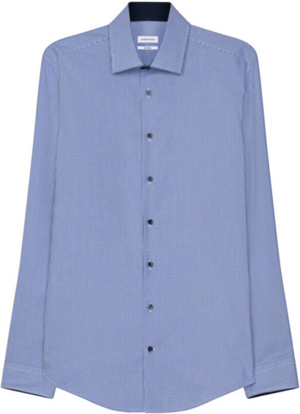 seidensticker Overhemd ruit patroon blauw wit