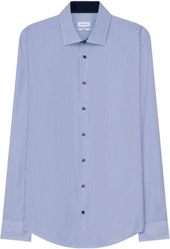 seidensticker Shaped fit overhemd gestreept blauw wit
