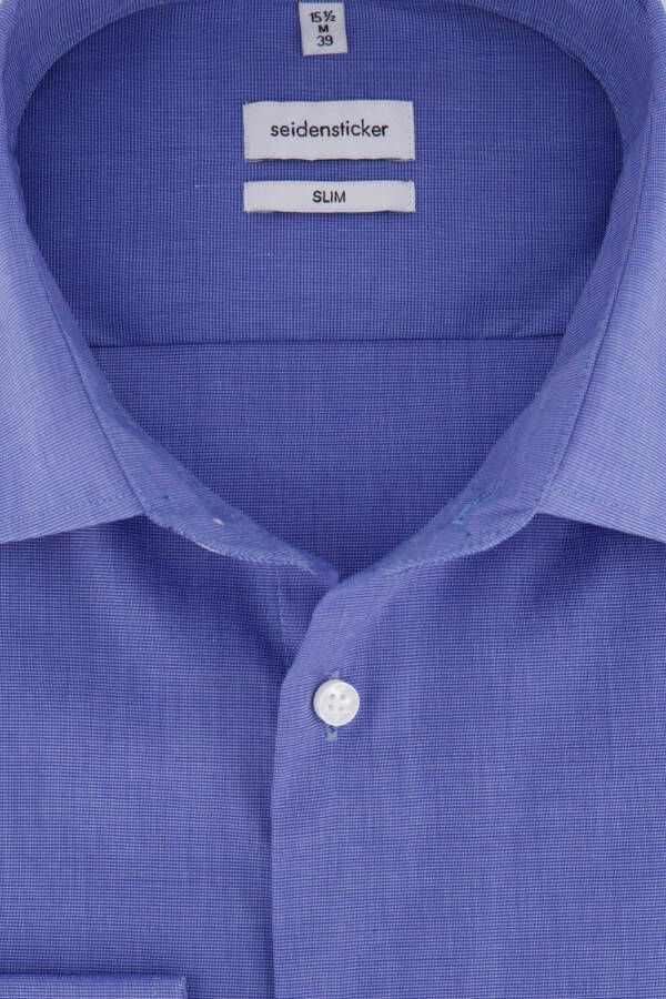 seidensticker Slim Fit overhemd blauw gemeleerd