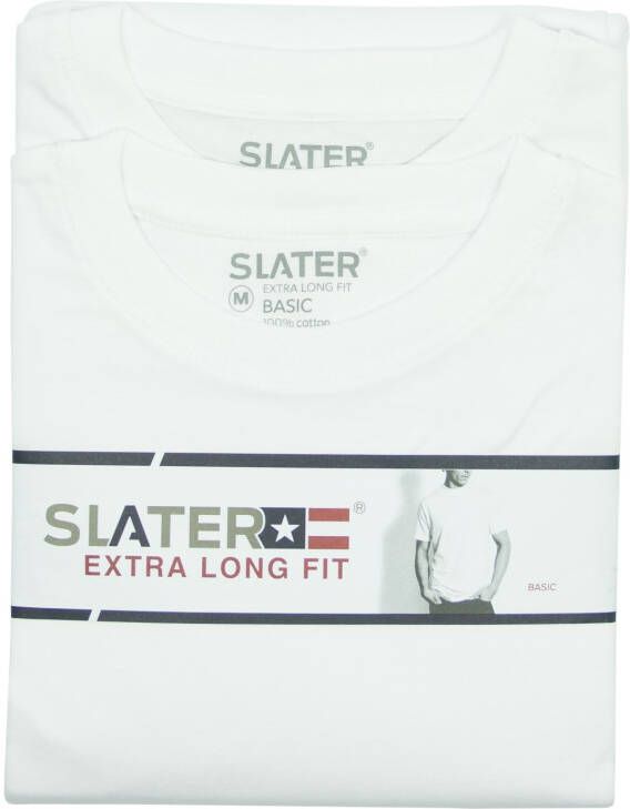 Slater T-shirt KM ml 7 wit effen katoen 2-pack