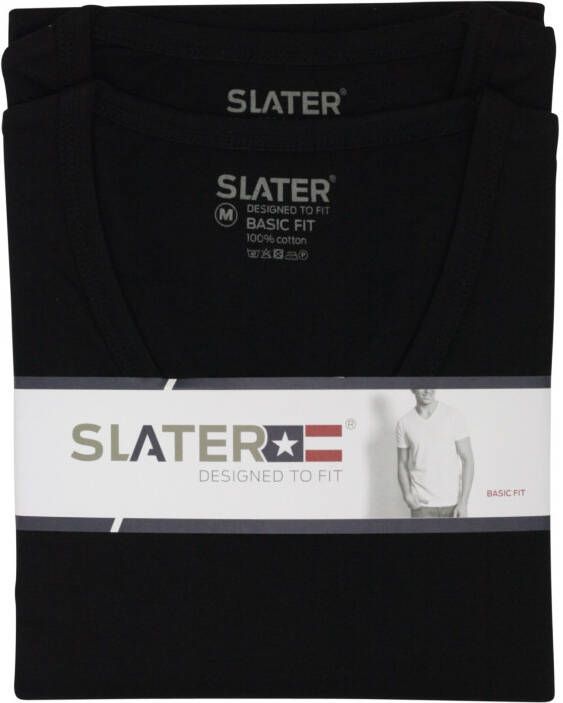 Slater Katoenen t-shirts 2-pack zwart