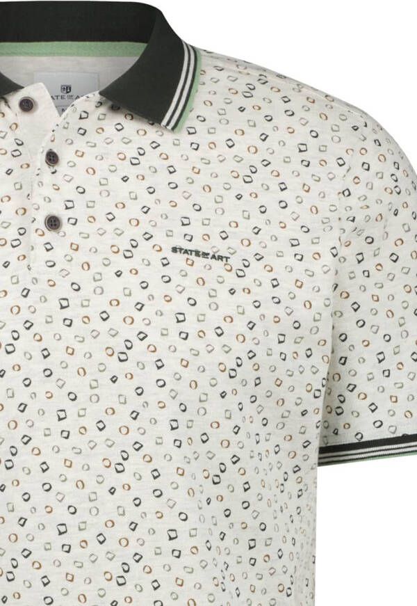 State of Art Pique Polo Print Beige - Foto 5