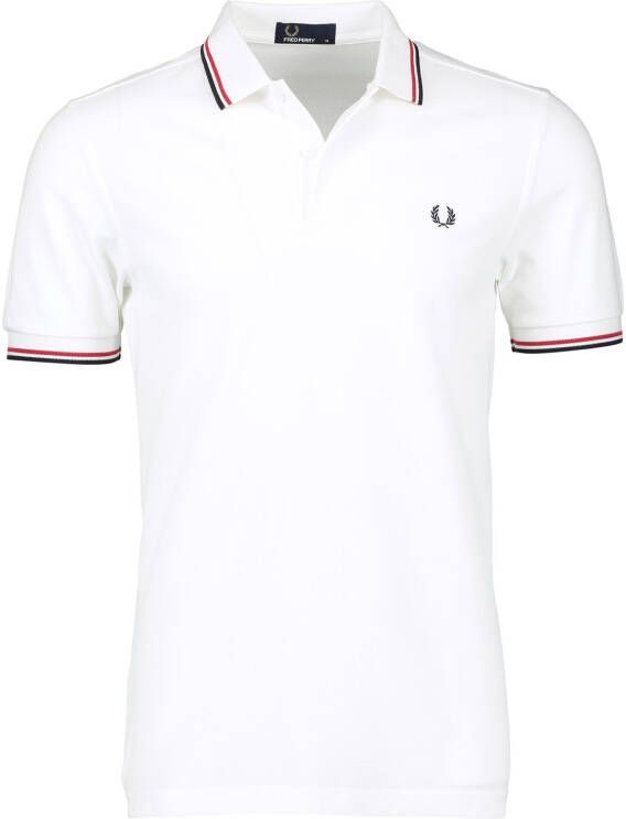 Fred Perry Twin Tipped Short Sleeve Polo Shirt Heren White- Heren White - Foto 8