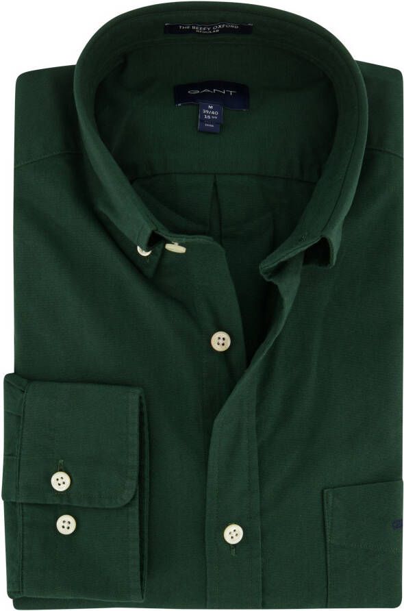 Gant casual overhemd normale fit groen effen buttom-down