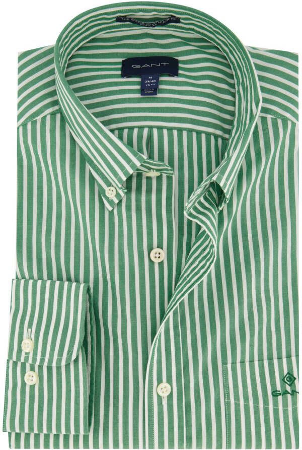 Gant casual overhemd wijde fit groen gestreept katoen