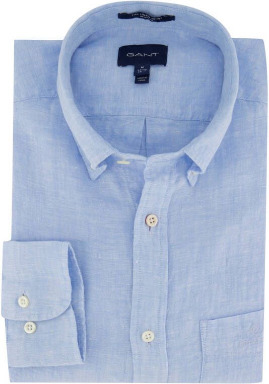 Gant Overhemd blauw Regular Fit linnen