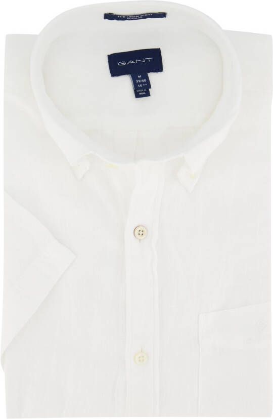 Gant Overhemd korte mouw wit linnen