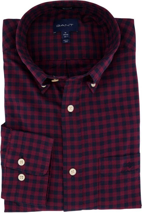 GANT geruit regular fit overhemd port red