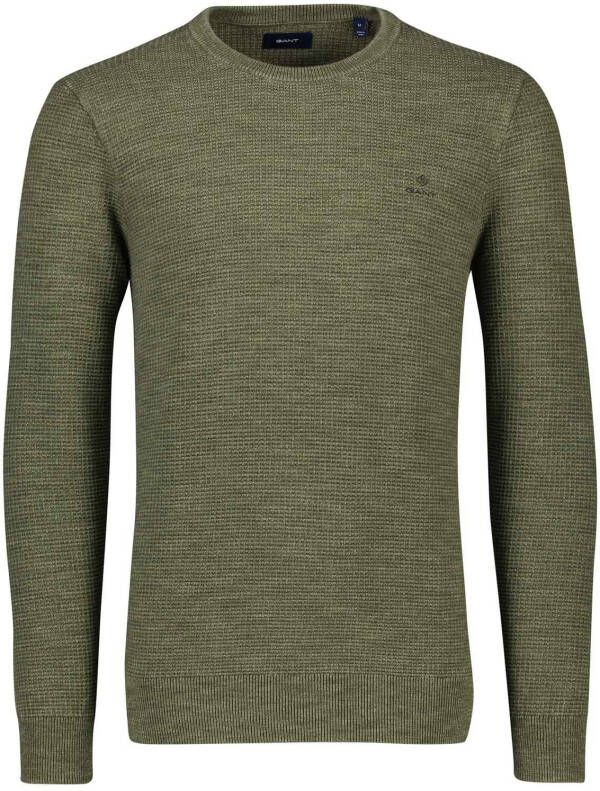 Gant trui met ronde hals gemeleerd groen