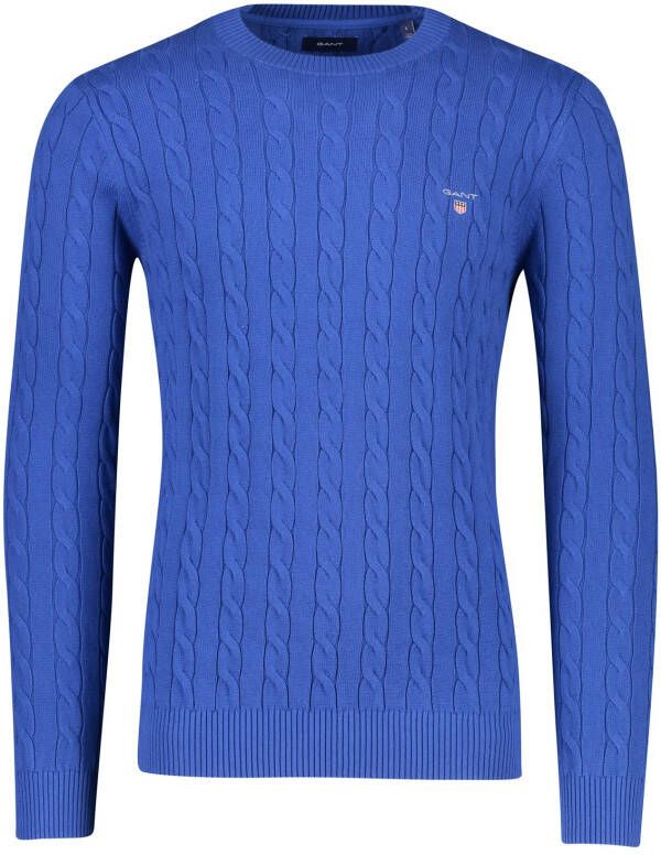 Gant trui ronde hals blauw uni 100% katoen
