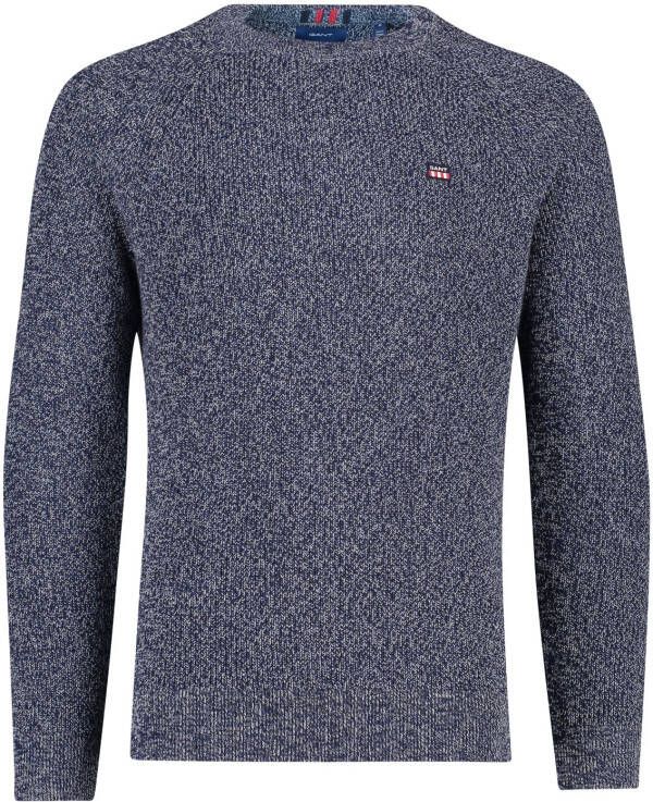 Gant trui ronde hals donkerblauw effen katoen