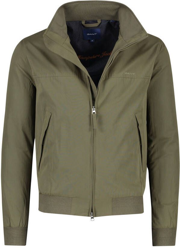 Gant tussenjas groen effen normale fit katoen-stretch