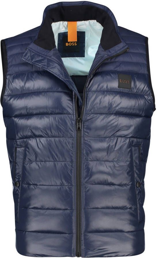 Hugo Boss bodywarmer donkerblauw effen rits normale fit synthetisch
