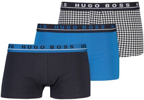 Hugo Boss Boxershorts 3-pack zwart blauw wit ruit