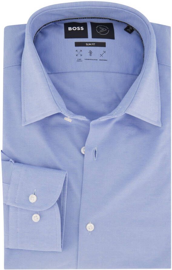 Hugo Boss business overhemd slim fit lichtblauw effen katoen