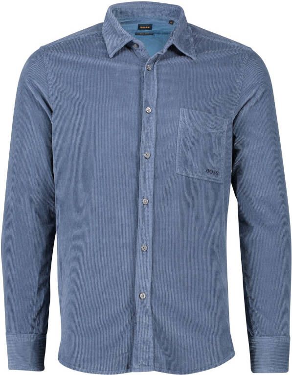 Hugo Boss casual overhemd Relegant wijde fit blauw effen katoen - Foto 3