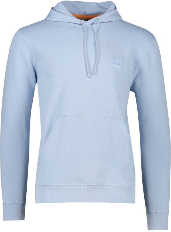 Hugo Boss hoodie sweater lichtblauw effen 100% katoen