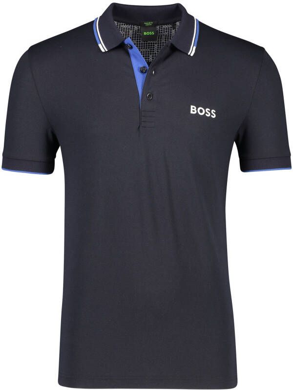 Hugo Boss polo normale fit blauw effen katoen met logo