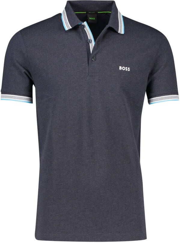 Hugo Boss poloshirt normale fit donkerblauw effen katoen