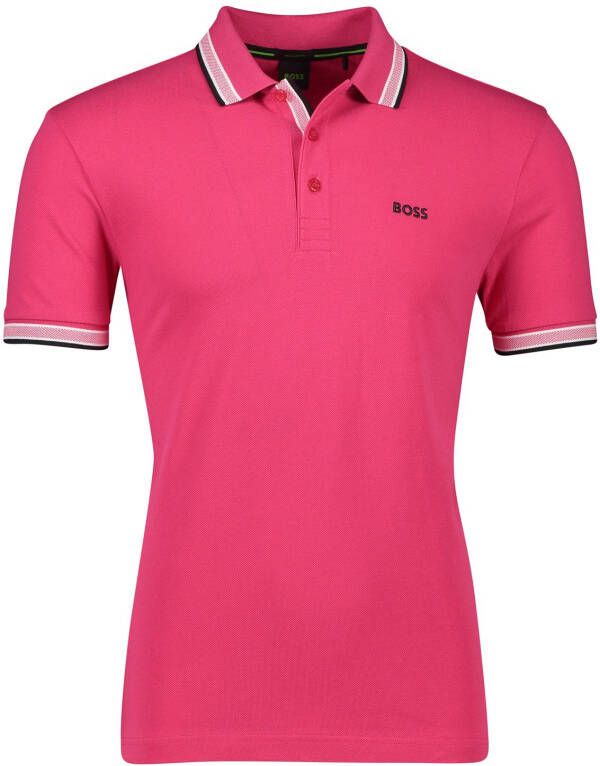 BOSS Green Poloshirt met labelstitching model 'PADDY'