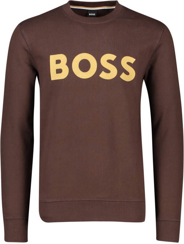 Hugo Boss sweater bruin geprint katoen