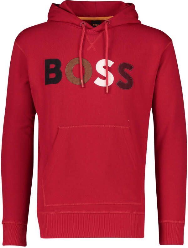 Hugo Boss sweater hoodie rood geprint katoen embleem