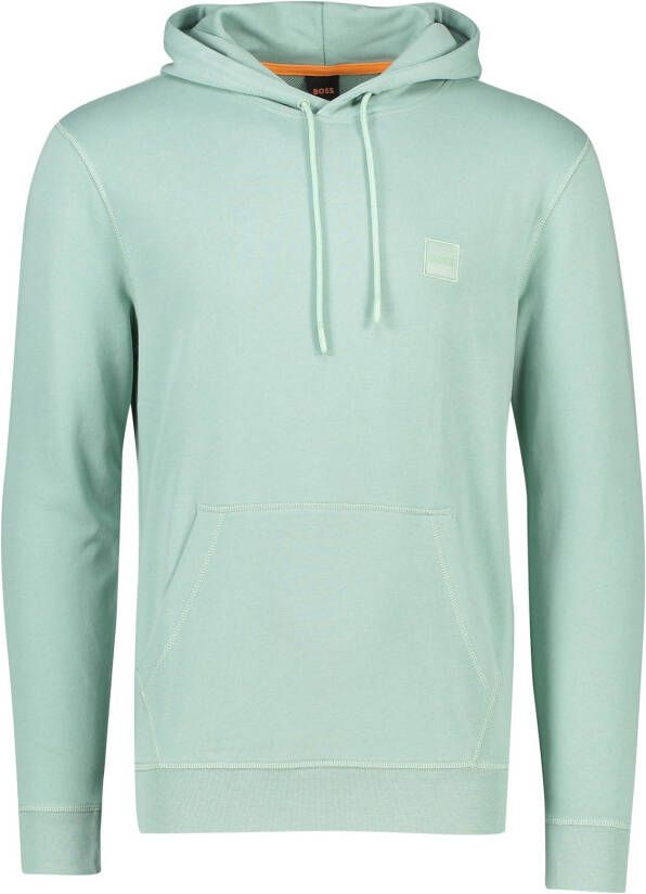 Hugo Boss Wetalk sweater hoodie turquoise effen katoen