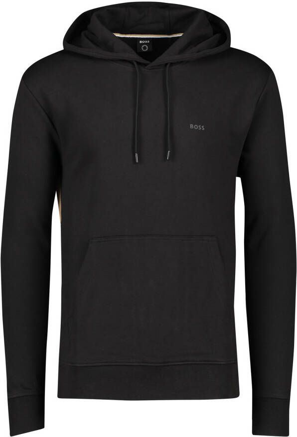 Hugo Boss sweater hoodie zwart effen met buidelzak