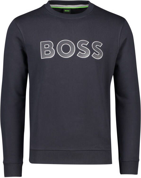 BOSS Green Sweatshirt met labelstitching model 'Salbo'