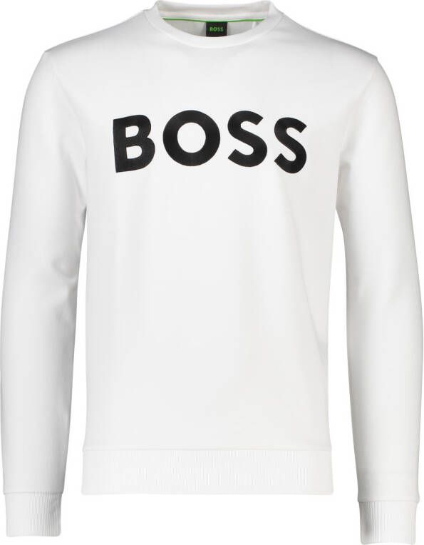 Hugo Boss sweater Salbo ronde hals wit effen katoen