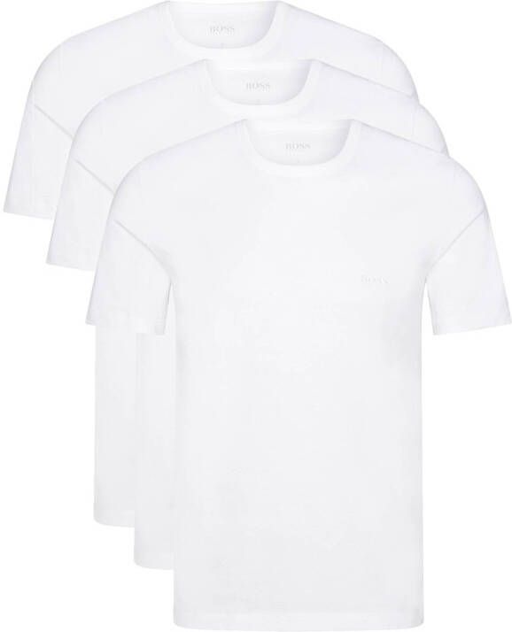 Hugo Boss t-shirt 3-pack ronde hals wit effen katoen