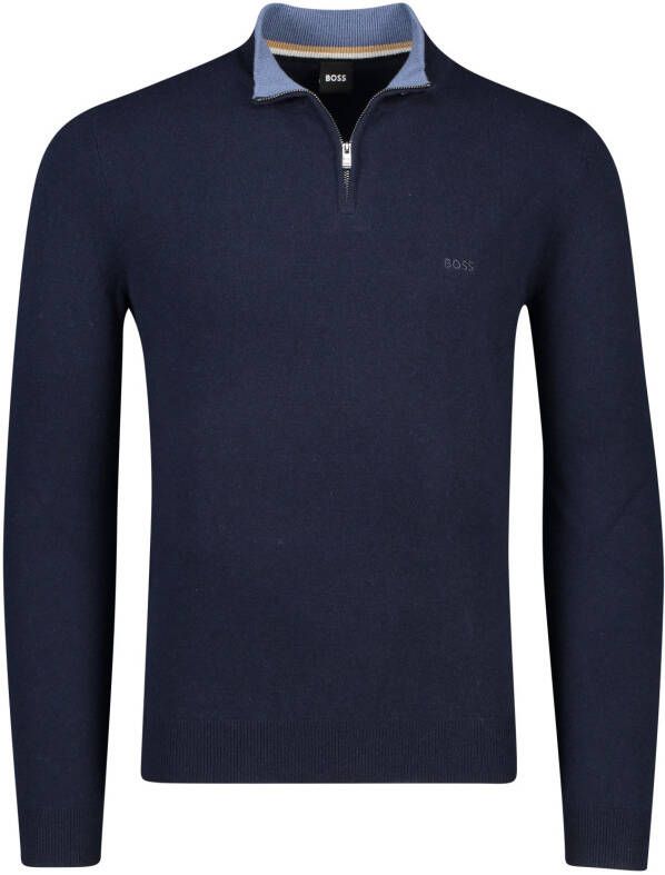 Boss Gebreide pullover van scheerwol met schipperskraag model 'Barlo'