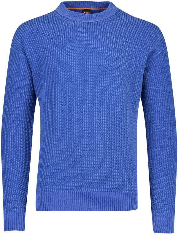 Boss Orange Relaxed fit gebreide pullover met geribde ronde hals