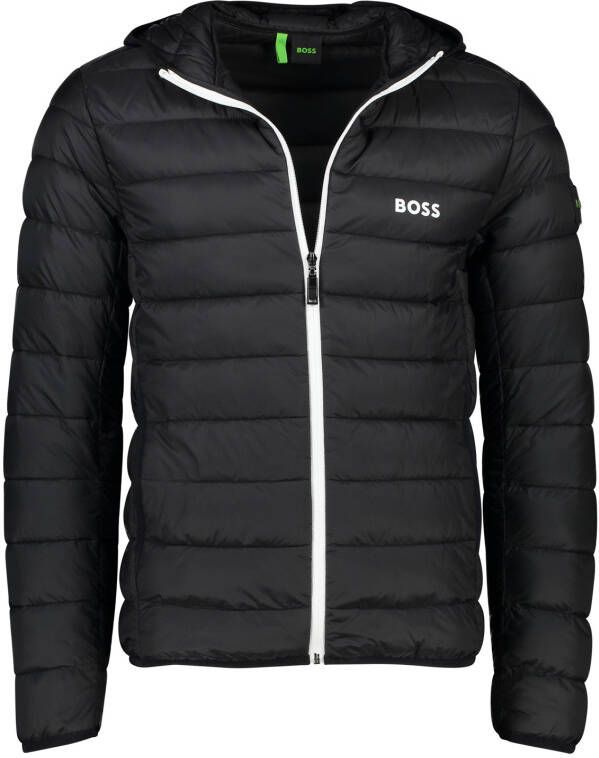 Hugo Boss tussenjas zwart effen rits normale fit met logo