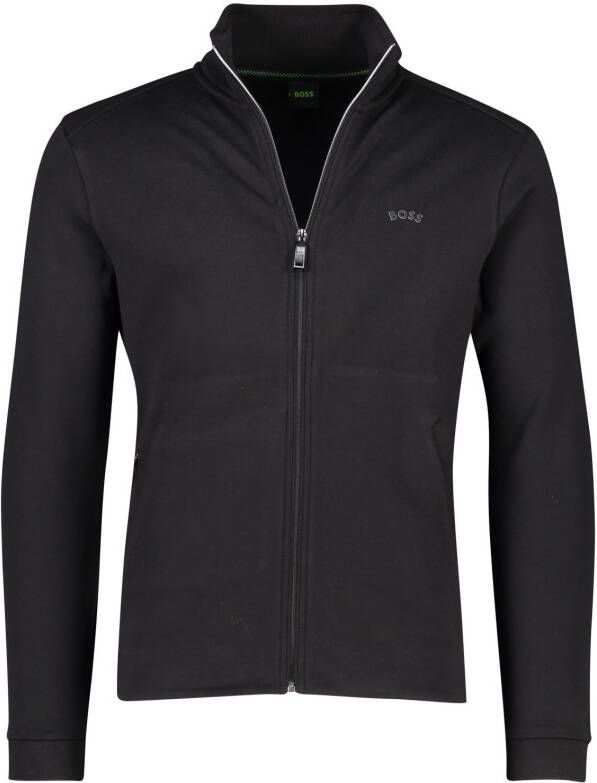 Hugo Boss vest opstaande kraag zwart rits effen katoen