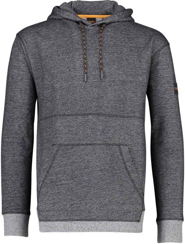Hugo Boss sweater hoodie grijs effen katoen