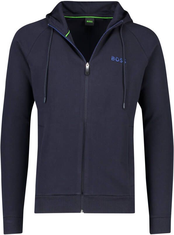 Hugo Boss vest opstaande kraag donkerblauw rits effen katoen